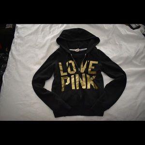 PINK Cheetah Sequin Hoodie Zip Up Jacket